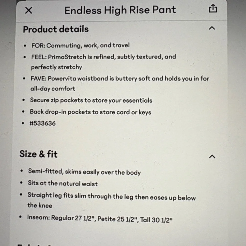 Athleta Endless High Rise Pants 6Tall - Picture 15 of 16